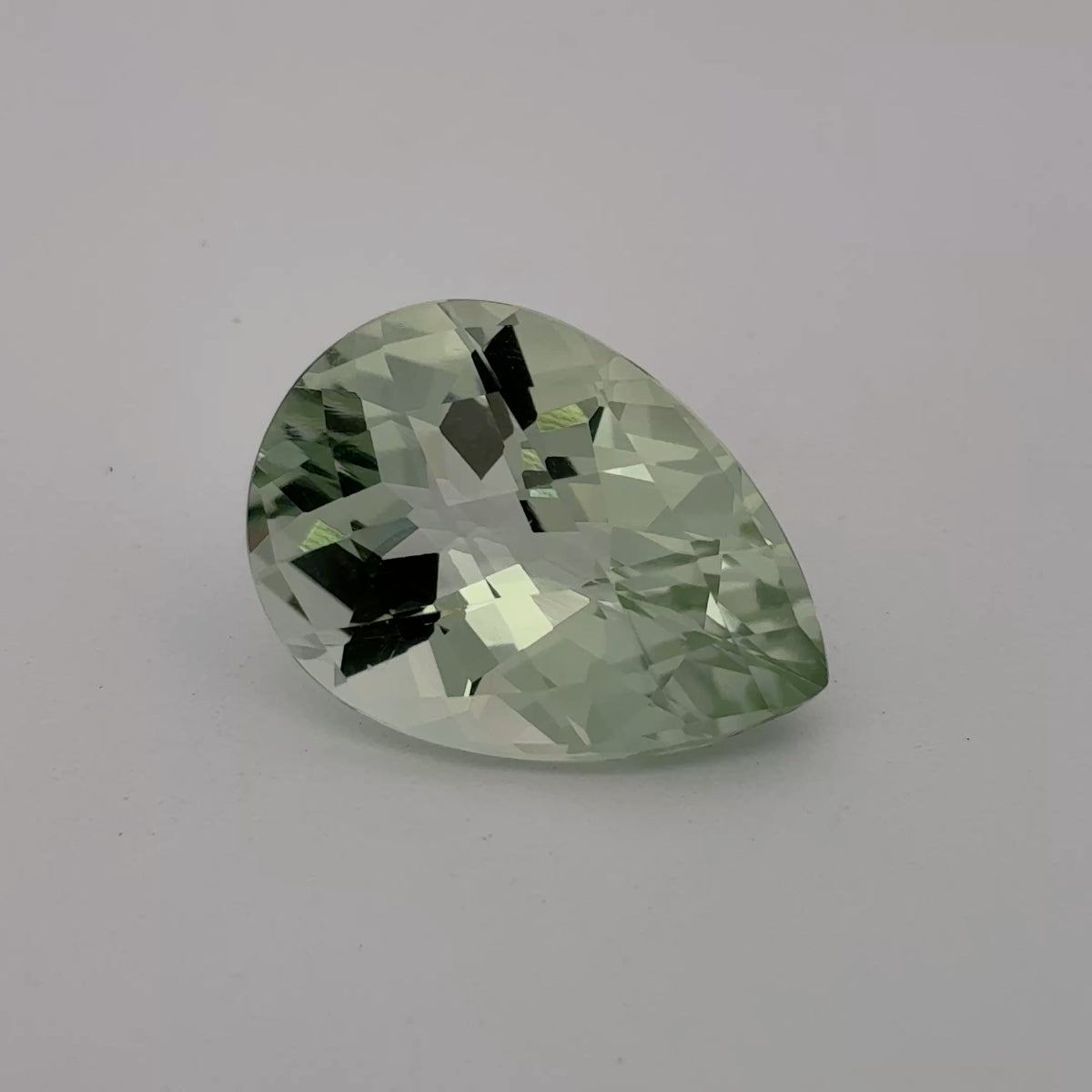 18x13mm Pear Cut Prasiolite, 9.90 carat Pale Green Quartz