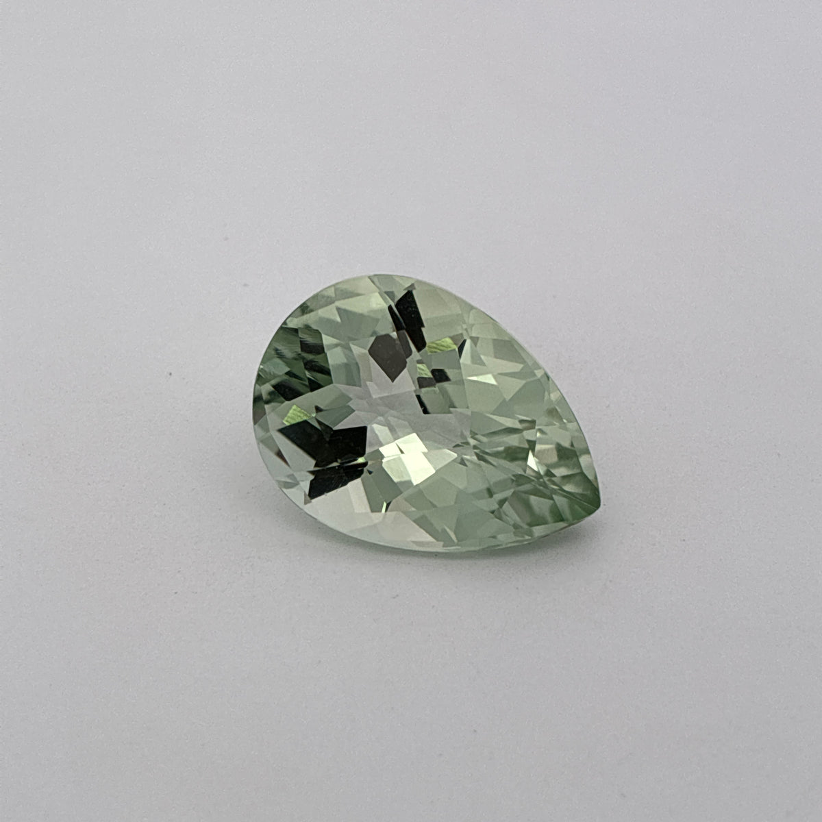 18x13mm Pear Cut Prasiolite, 9.90 carat Pale Green Quartz