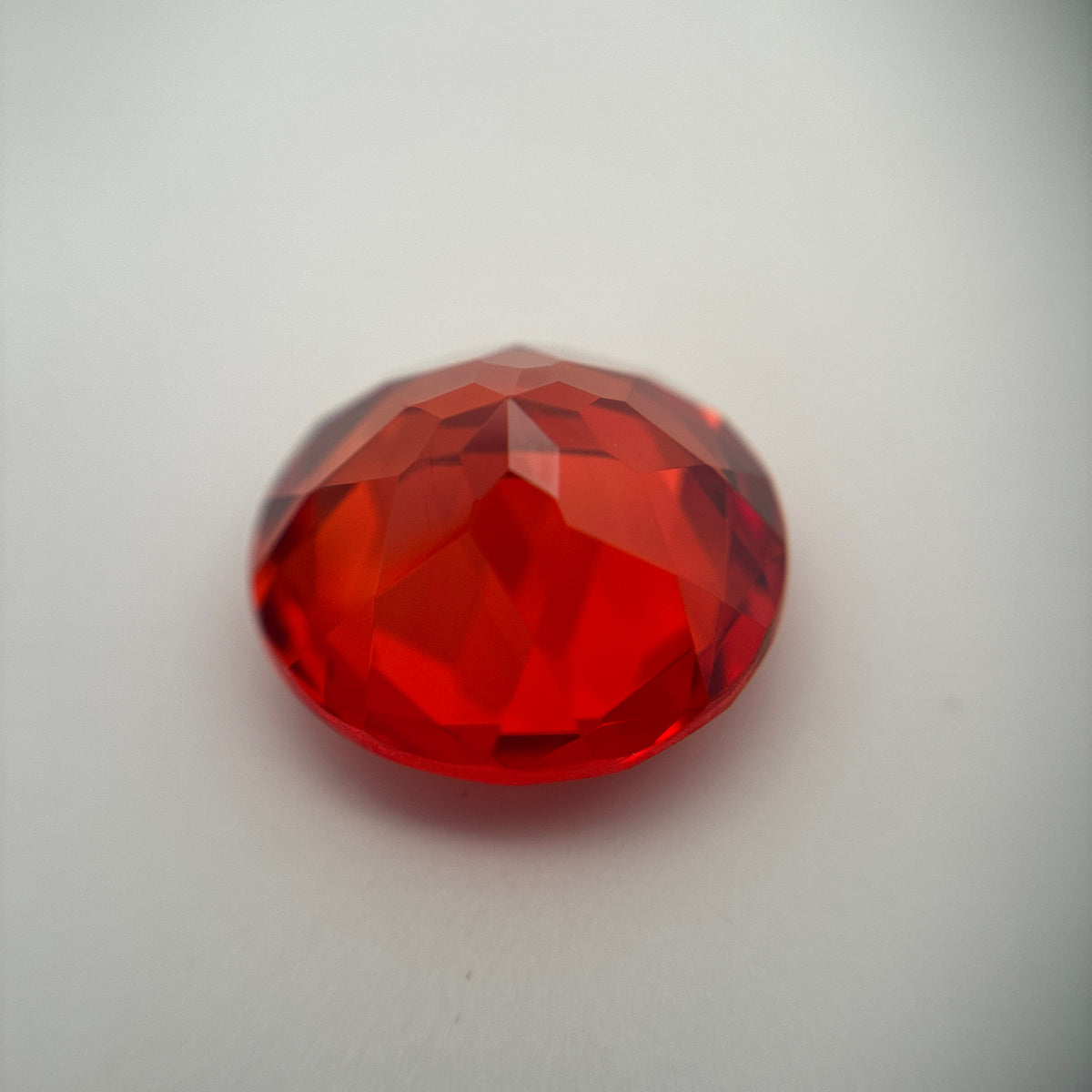 16mm Round Lab Sapphire, 19 carat Fiery Orange Red Synthetic Gem