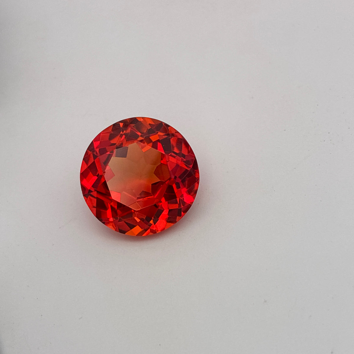 16mm Round Lab Sapphire, 19 carat Fiery Orange Red Synthetic Gem