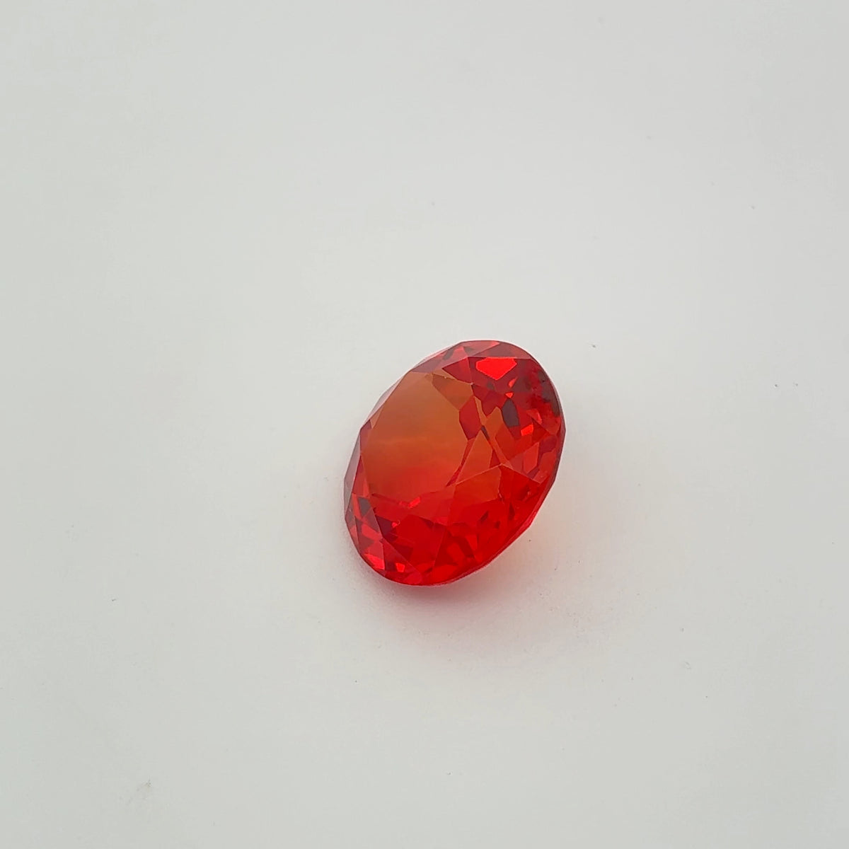 16mm Round Lab Sapphire, 19 carat Fiery Orange Red Synthetic Gem