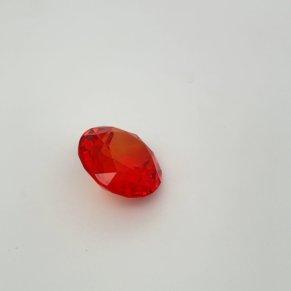 16mm Round Lab Sapphire, 19 carat Fiery Orange Red Synthetic Gem