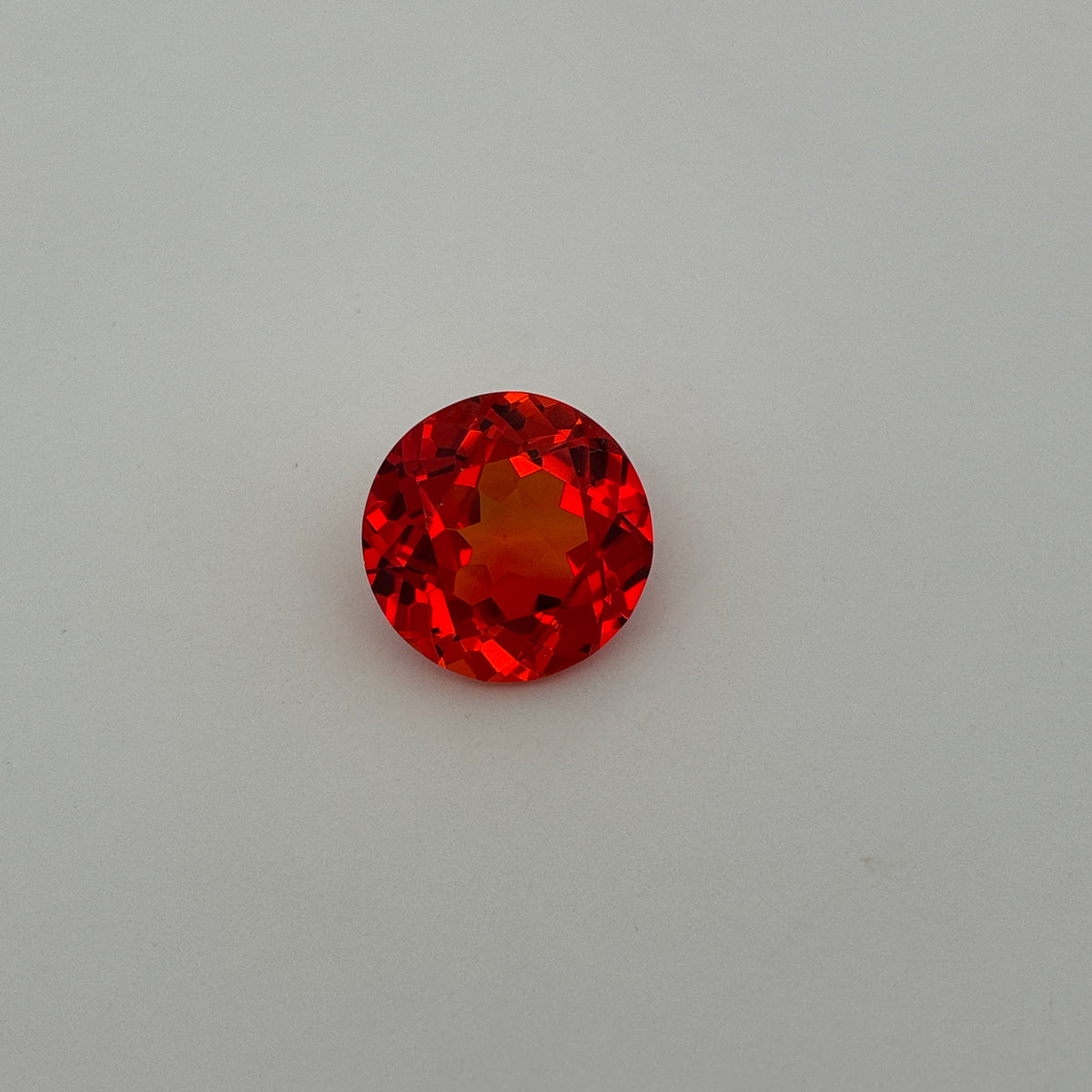 16mm Round Lab Sapphire, 19 carat Fiery Orange Red Synthetic Gem