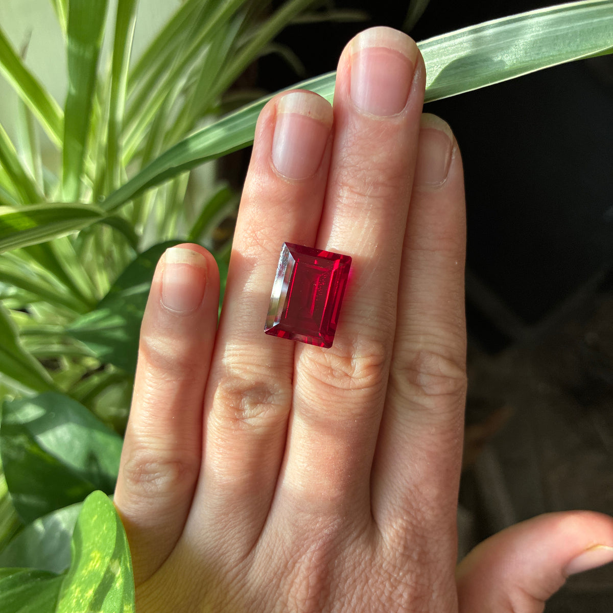 16x12mm Deep Red Lab Ruby, 15.42 carats