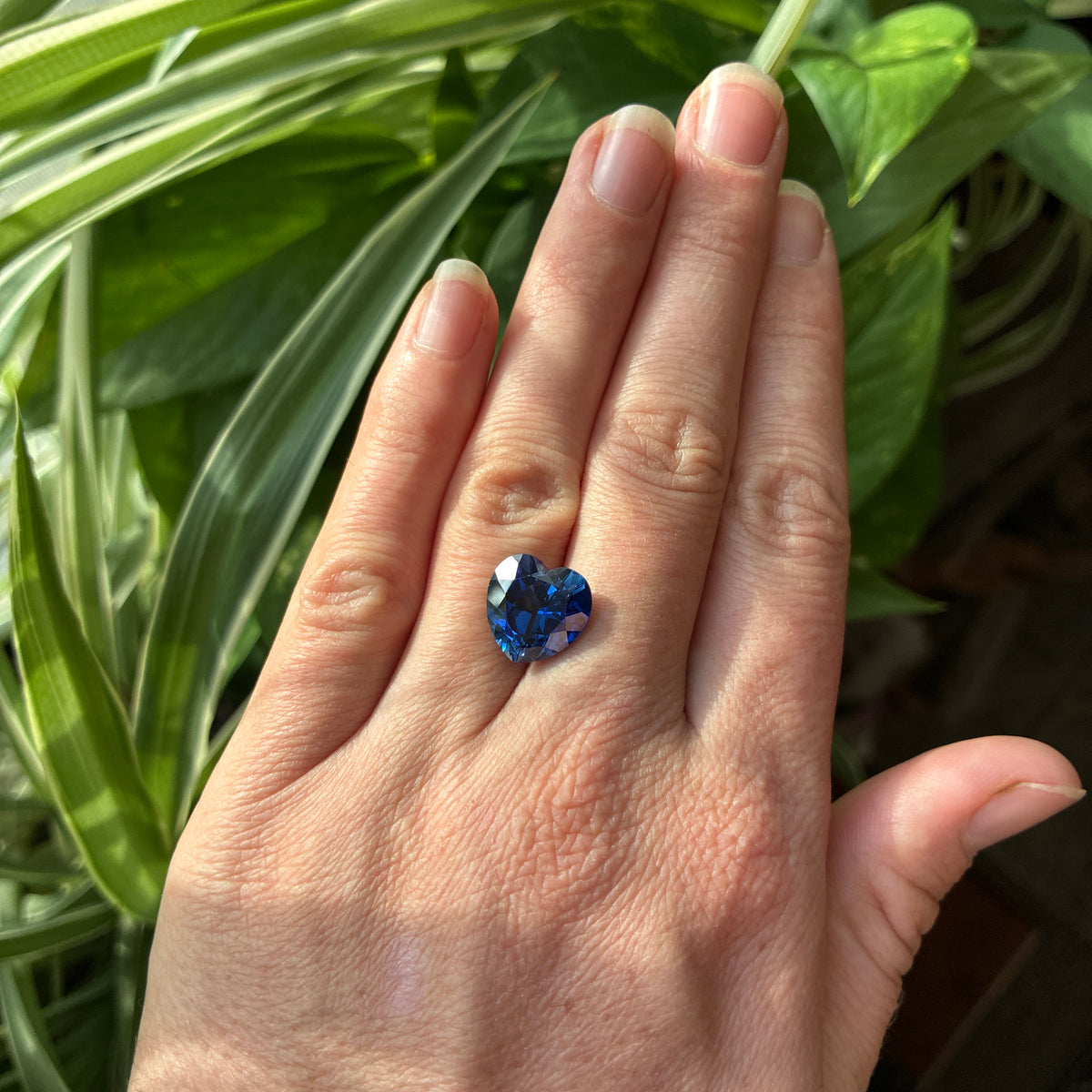 12mm Heart-Cut Lab Created Blue Sapphire, 7.65 carat