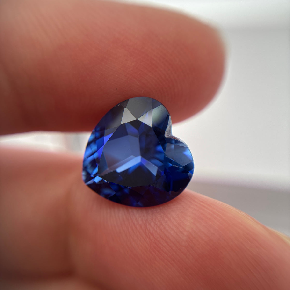 12mm Heart-Cut Lab Created Blue Sapphire, 7.65 carat