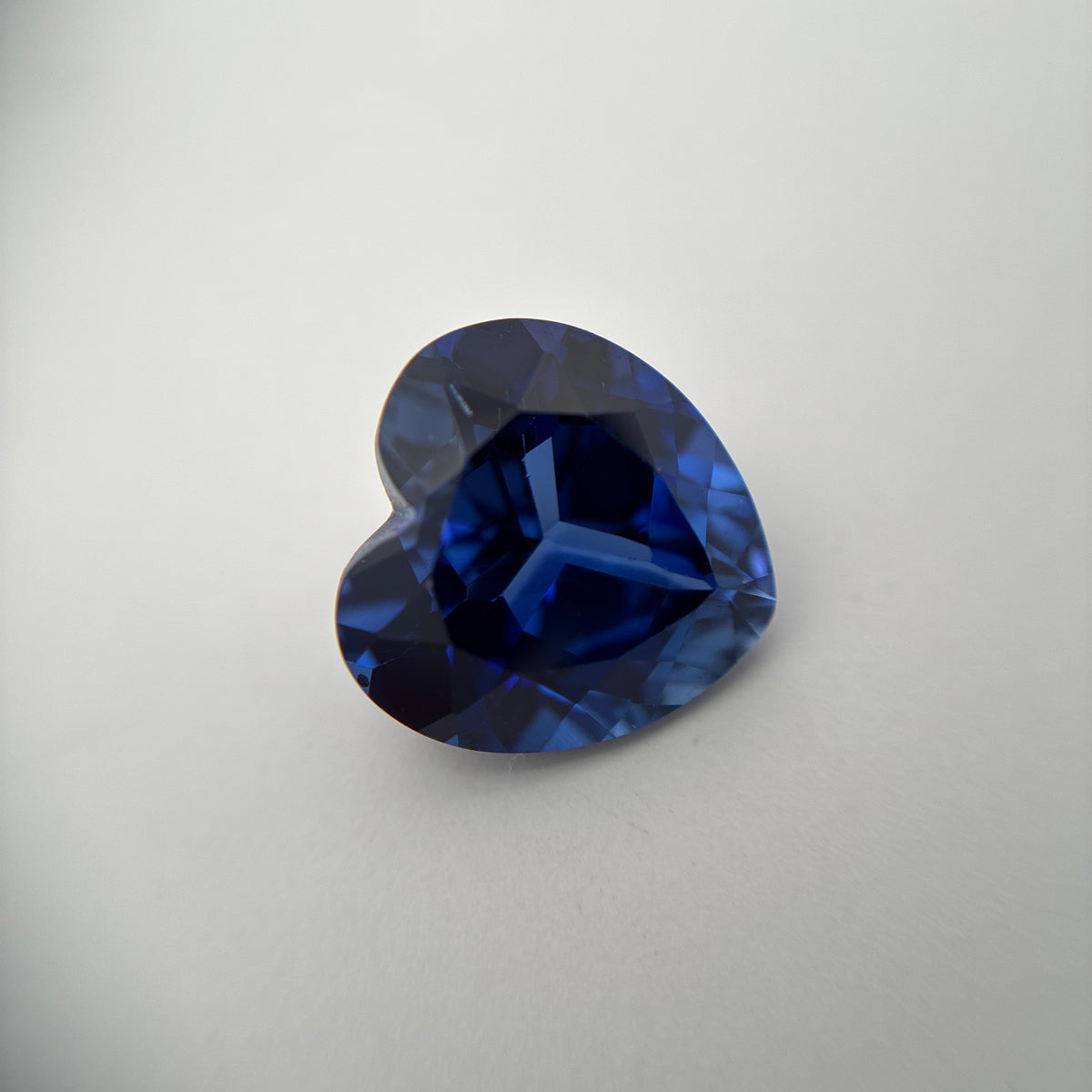 12mm Heart-Cut Lab Created Blue Sapphire, 7.65 carat