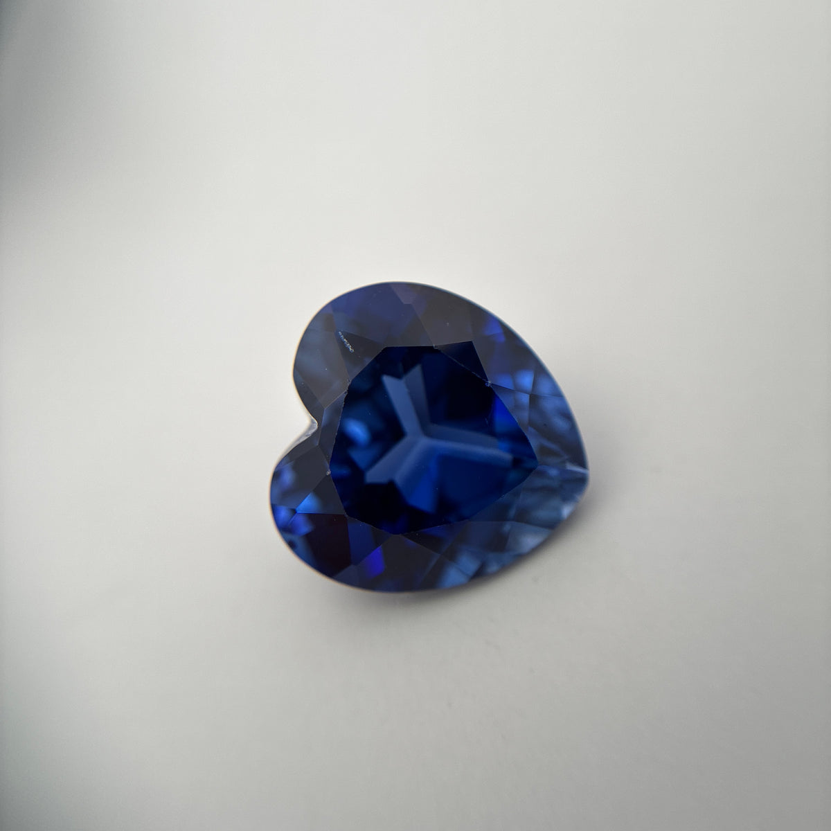 12mm Heart-Cut Lab Created Blue Sapphire, 7.65 carat
