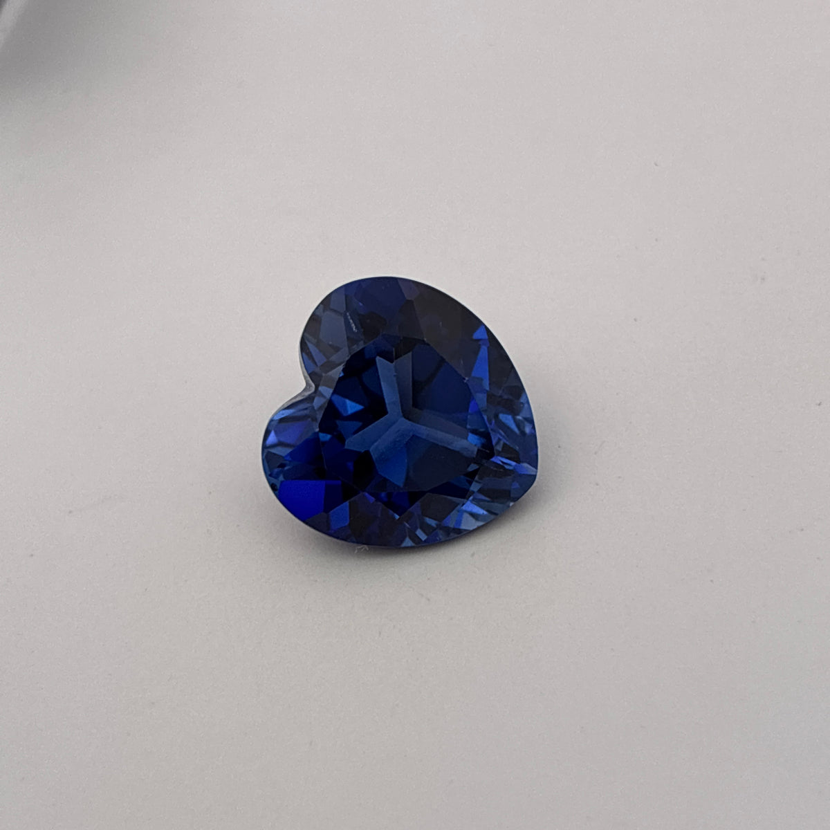 12mm Heart-Cut Lab Created Blue Sapphire, 7.65 carat