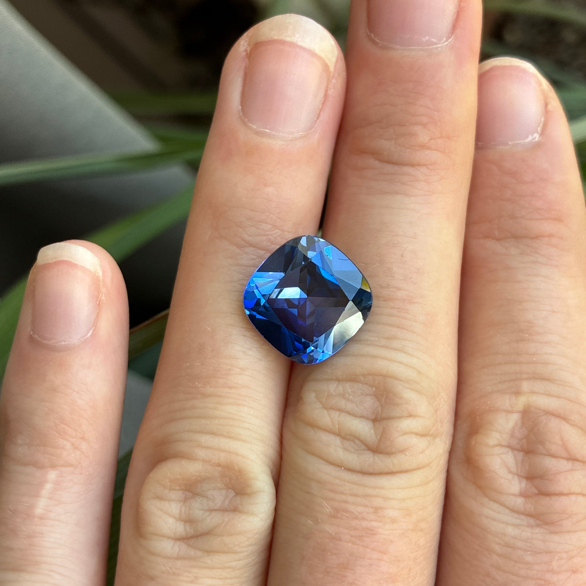 12mm Cushion Cut Lab Created Blue Loose Sapphire, 9 carat Synthetic Gem