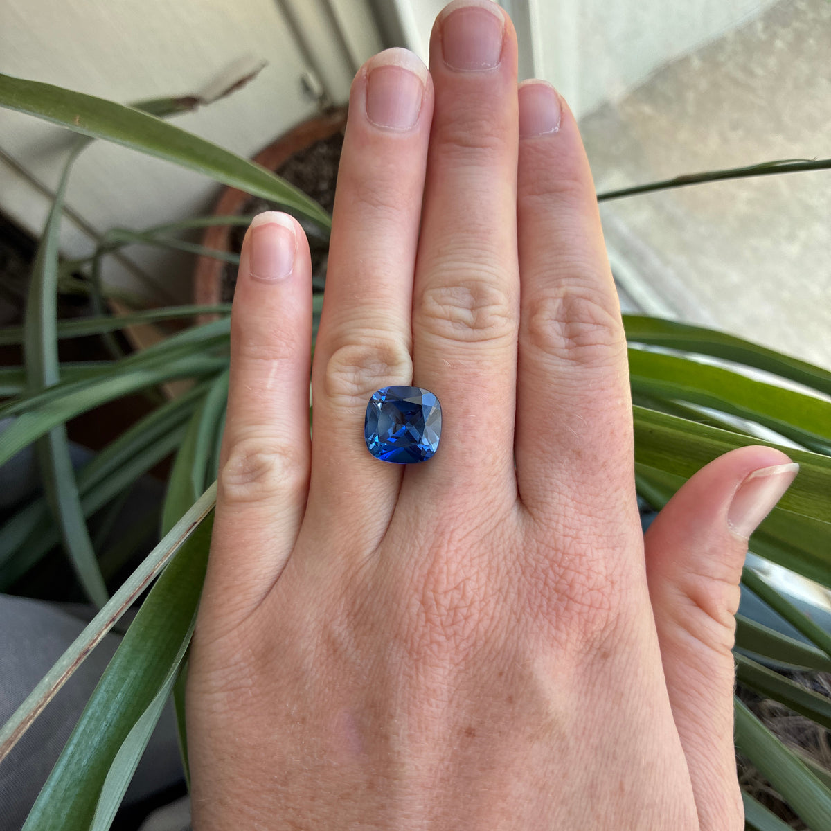 12mm Cushion Cut Lab Created Blue Loose Sapphire, 9 carat Synthetic Gem