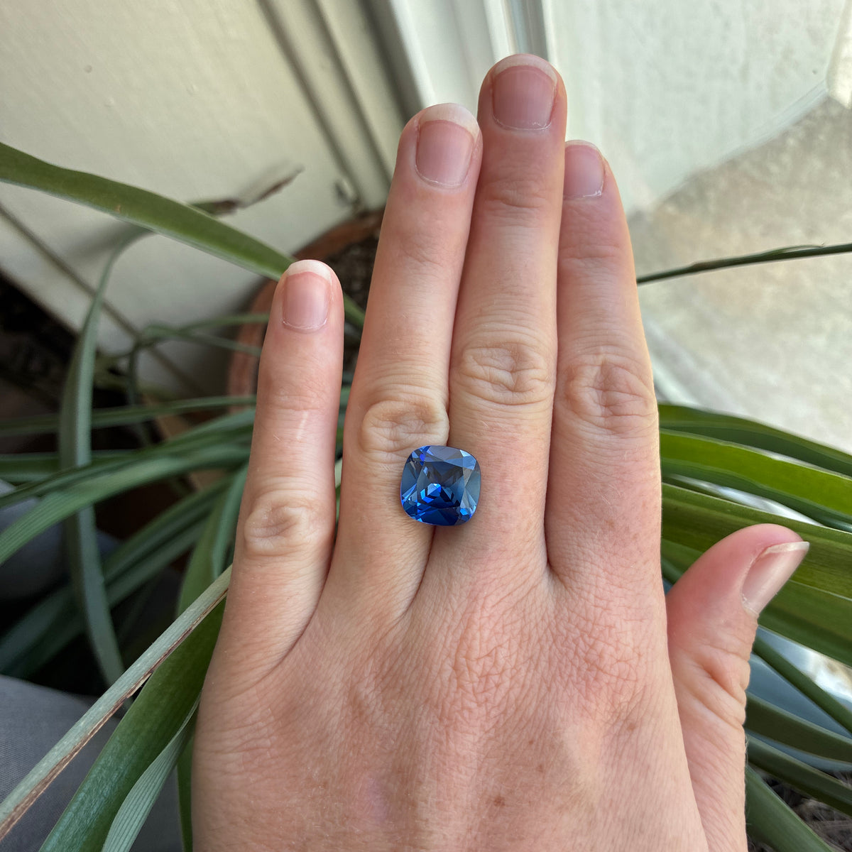 12mm Cushion Cut Lab Created Blue Loose Sapphire, 9 carat Synthetic Gem