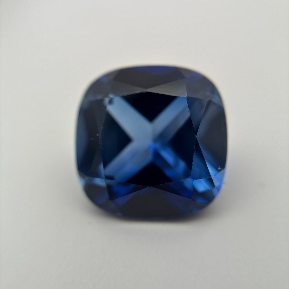 12mm Cushion Cut Lab Created Blue Loose Sapphire, 9 carat Synthetic Gem