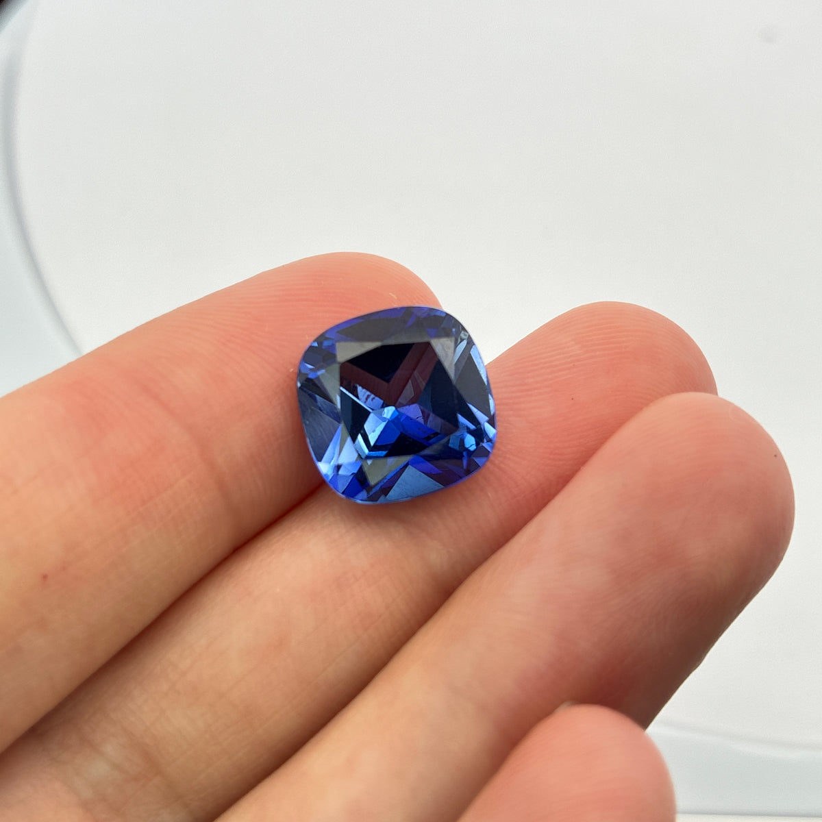 12mm Cushion Cut Lab Created Blue Loose Sapphire, 9 carat Synthetic Gem