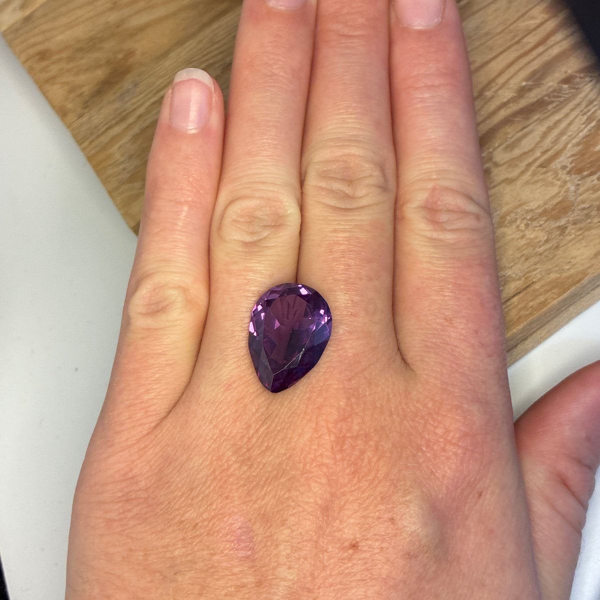 19x14mm Pear Cut Lab Sapphire, Synthetic Purple Gemstone
