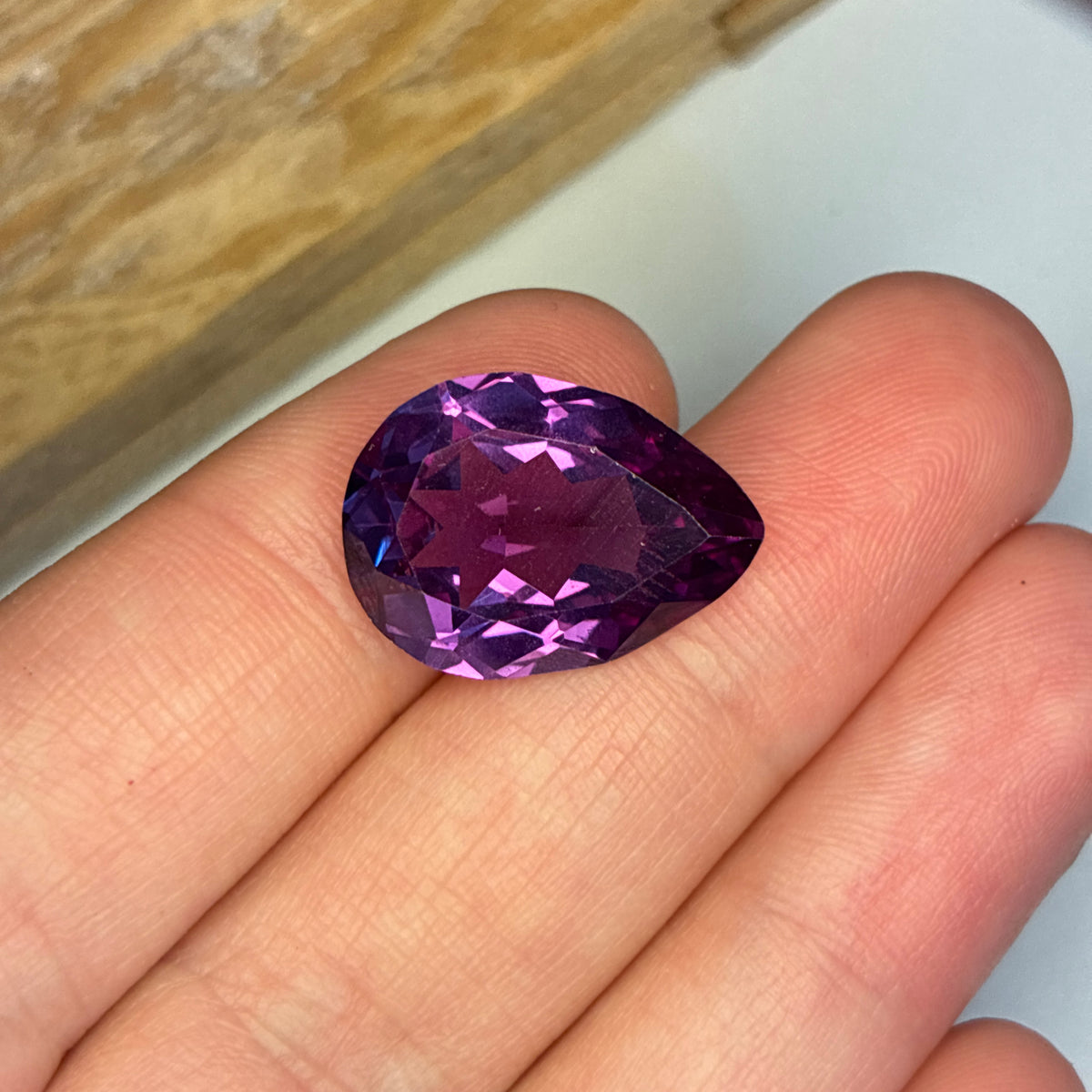 19x14mm Pear Cut Lab Sapphire, Synthetic Purple Gemstone
