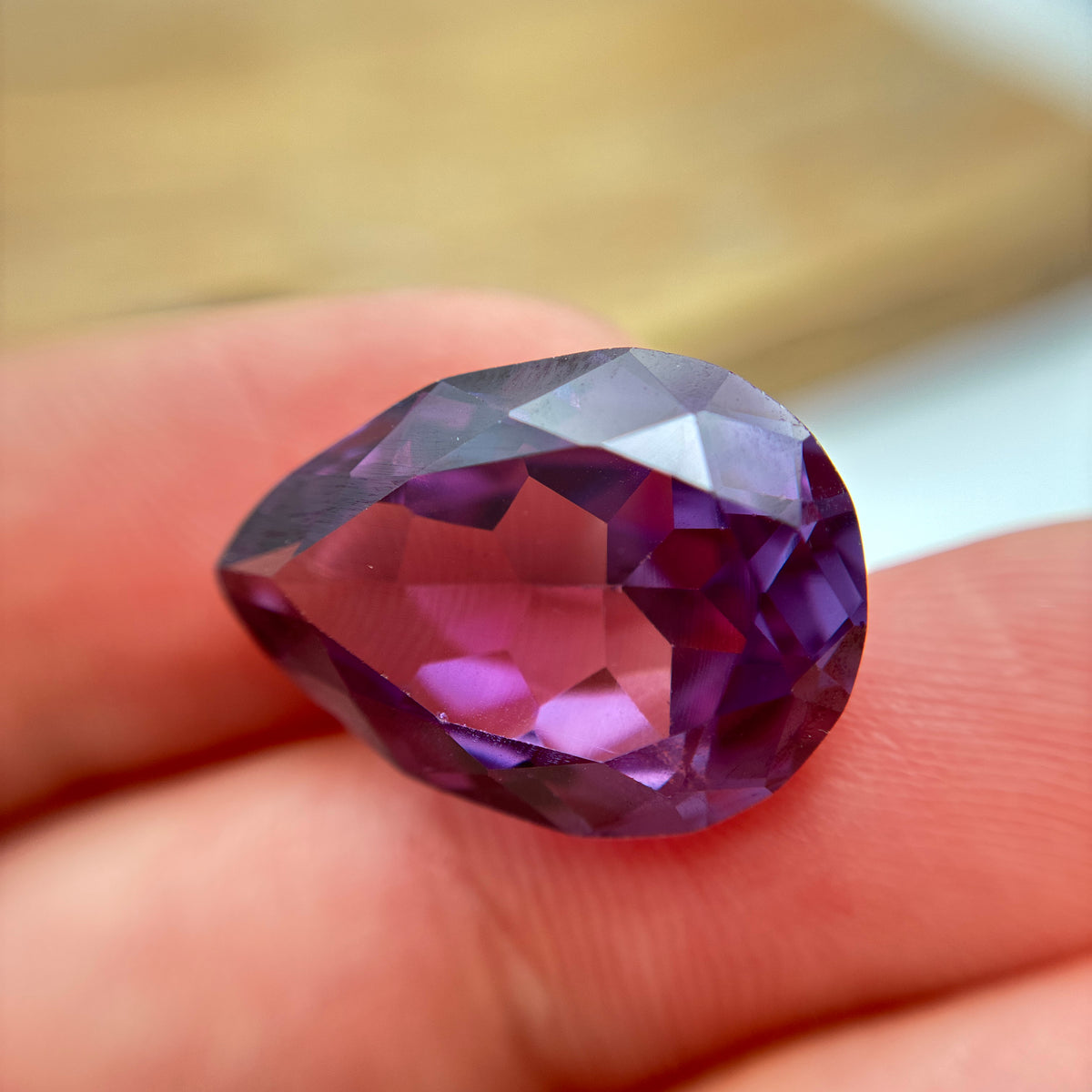 19x14mm Pear Cut Lab Sapphire, Synthetic Purple Gemstone