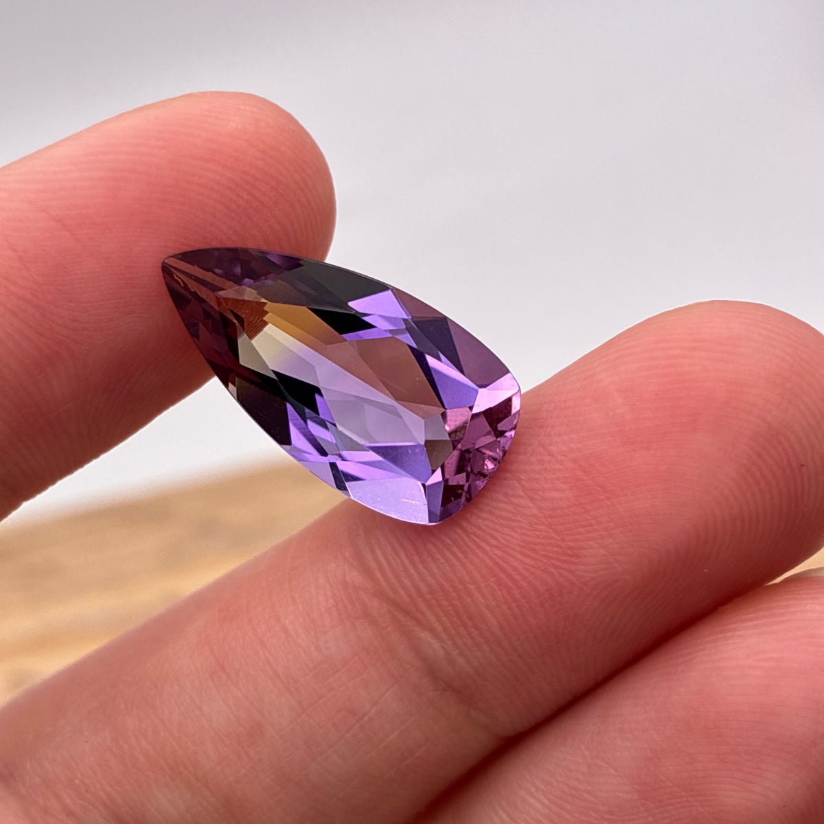 7.85 carat Ametrine, 19.8x10.4mm Purple and Yellow Quartz