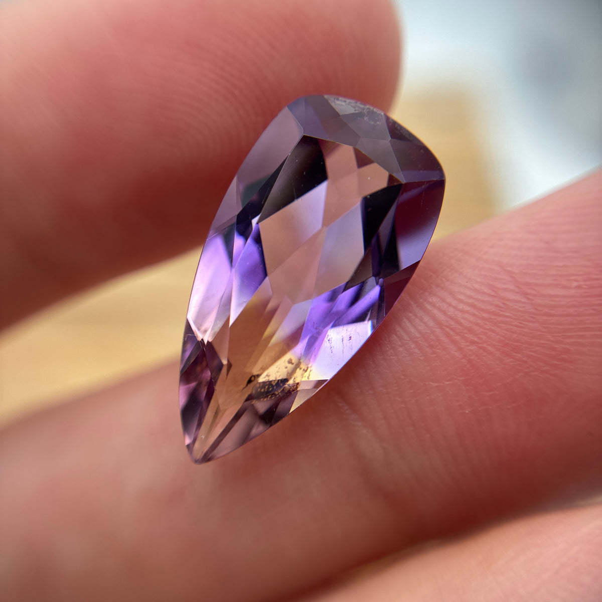 7.85 carat Ametrine, 19.8x10.4mm Purple and Yellow Quartz