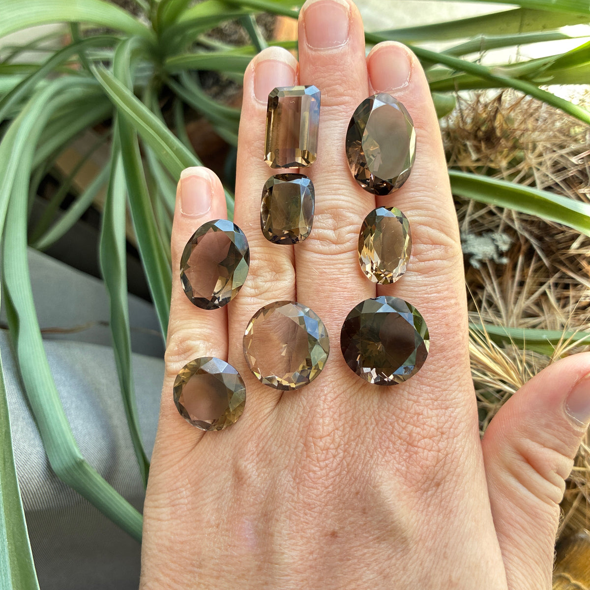 110 carat Lot of Smoky Quartz, Discount Damaged Brown Quartz, 8 pieces, Faceted, Recycled, Chipped and Worn, for Facet Rough