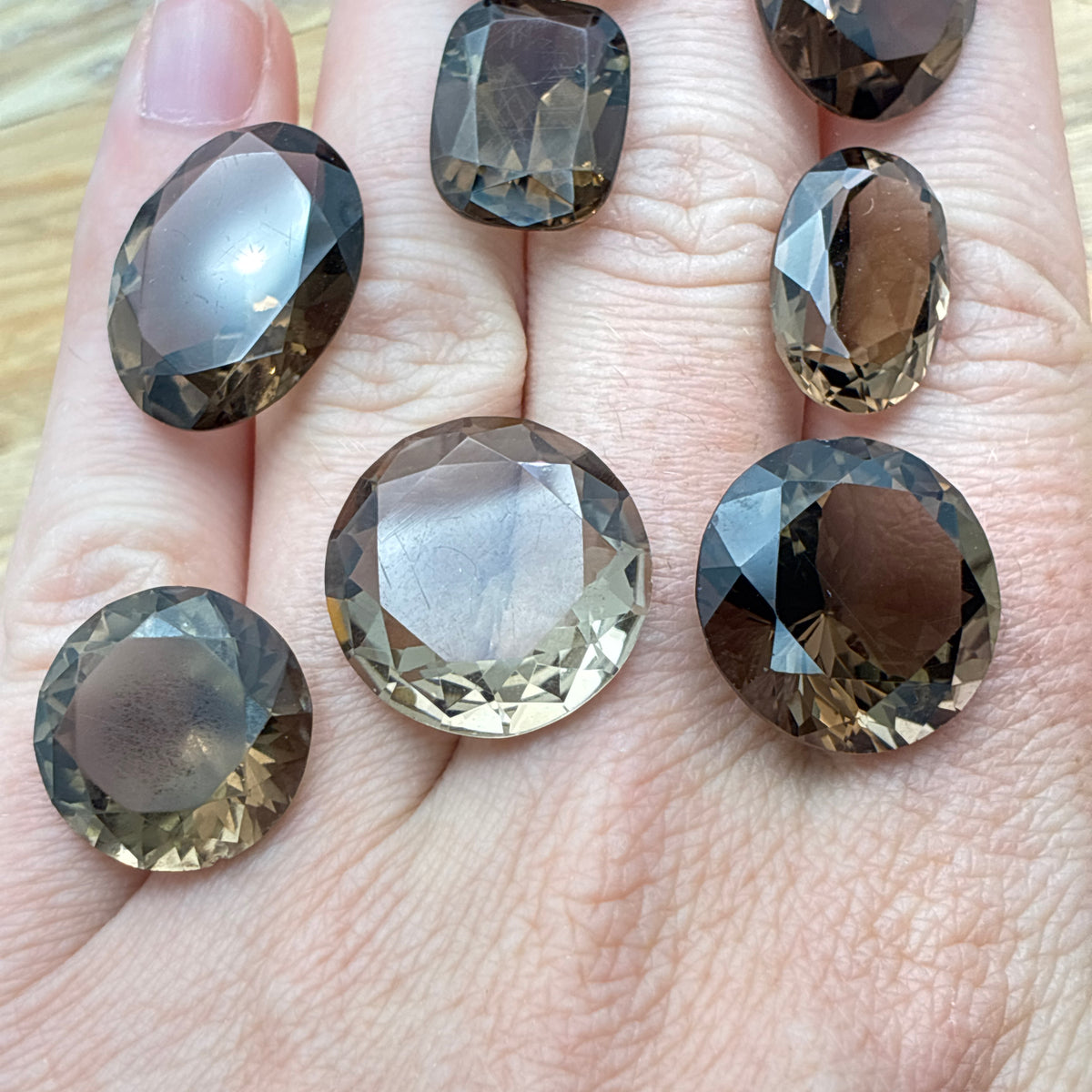 110 carat Lot of Smoky Quartz, Discount Damaged Brown Quartz, 8 pieces, Faceted, Recycled, Chipped and Worn, for Facet Rough