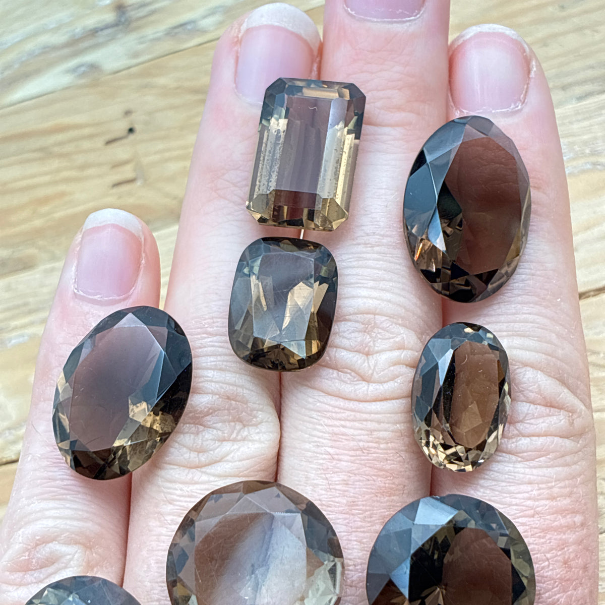 110 carat Lot of Smoky Quartz, Discount Damaged Brown Quartz, 8 pieces, Faceted, Recycled, Chipped and Worn, for Facet Rough