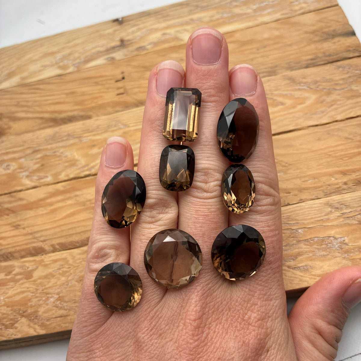 110 carat Lot of Smoky Quartz, Discount Damaged Brown Quartz, 8 pieces, Faceted, Recycled, Chipped and Worn, for Facet Rough