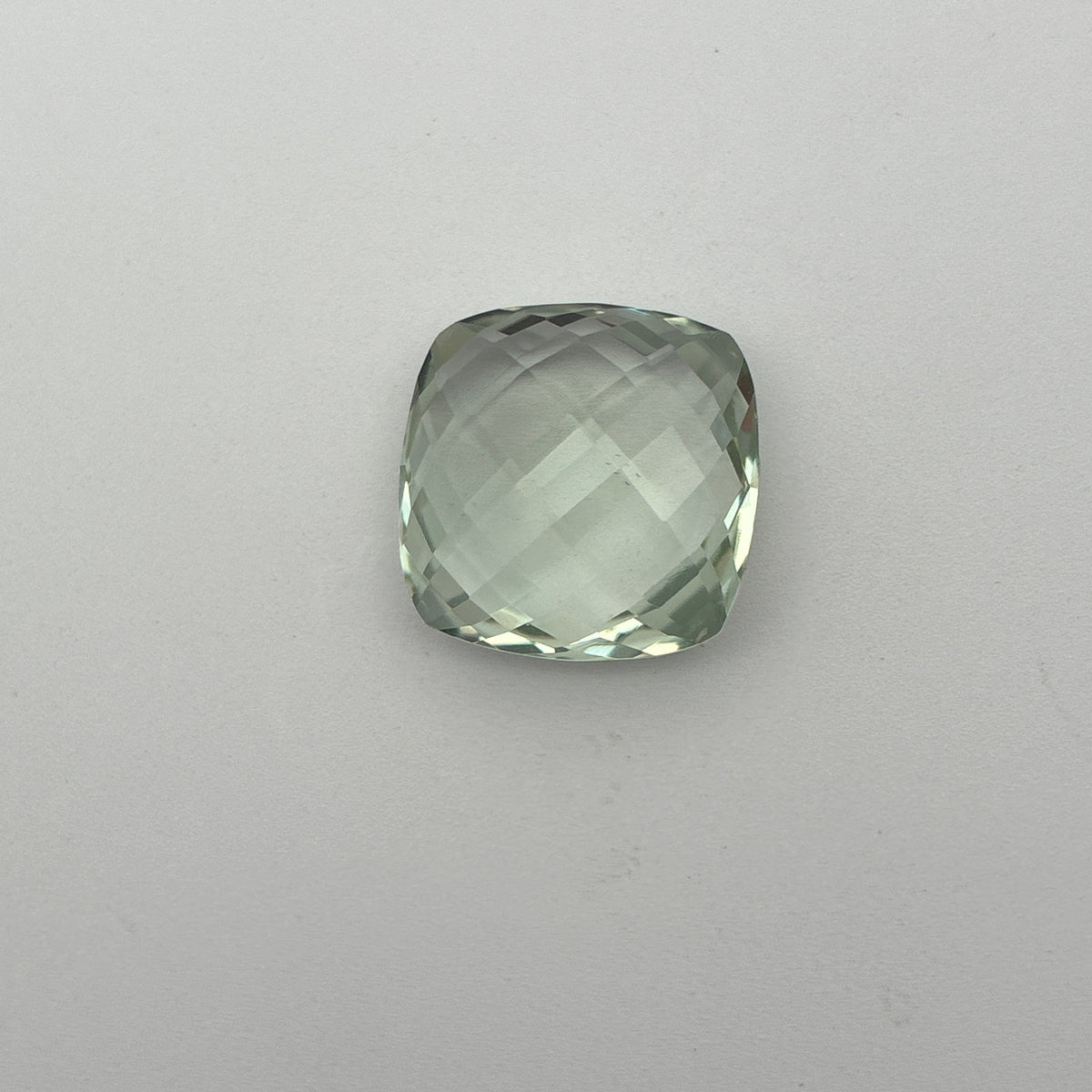 16mm Prasiolite (Light Green Quarts) 12.94 ct Cushion Checkerboard Cut Gemstone