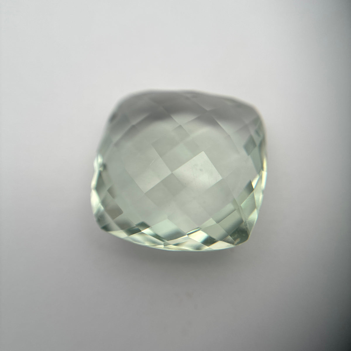 16mm Prasiolite (Light Green Quarts) 12.94 ct Cushion Checkerboard Cut Gemstone