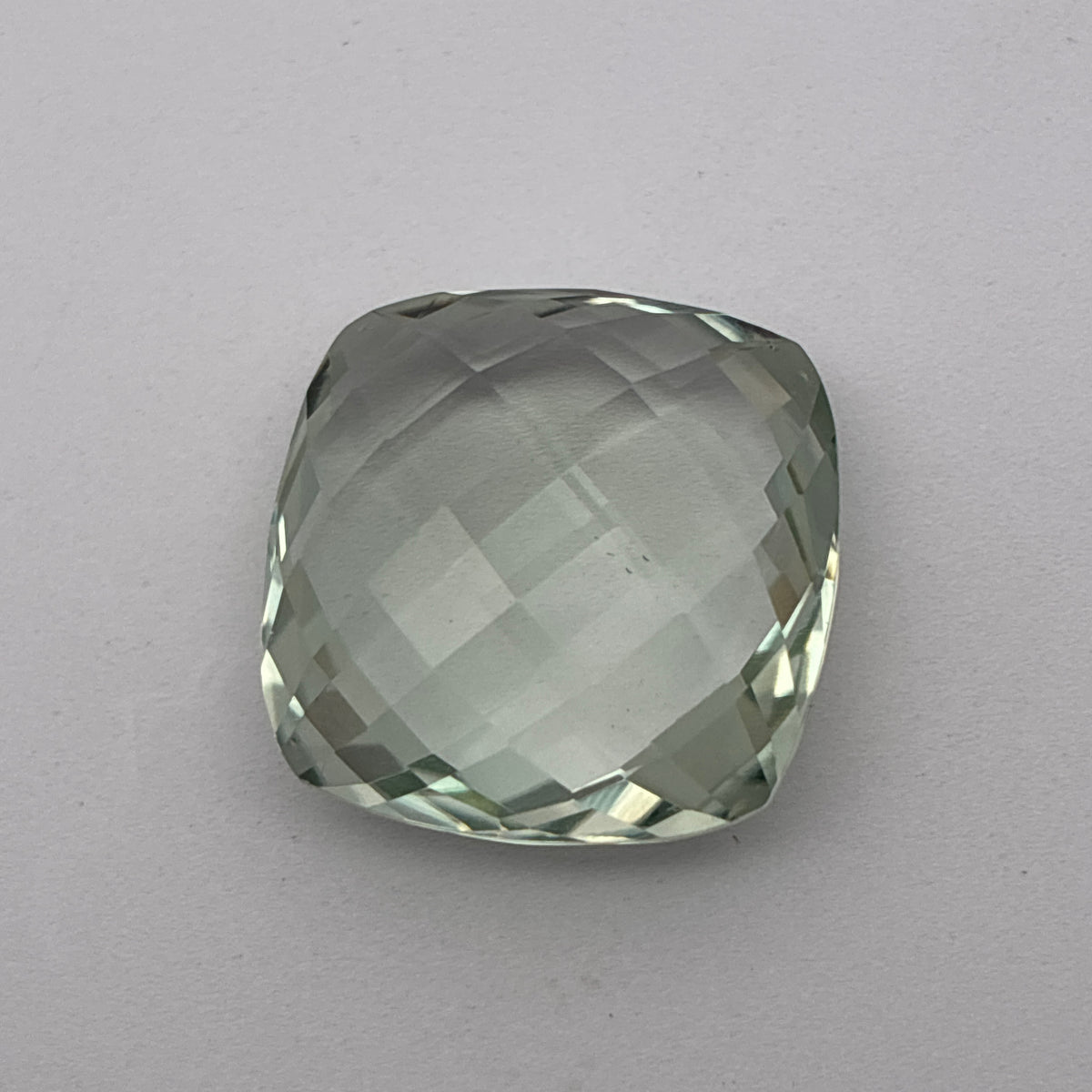 16mm Prasiolite (Light Green Quarts) 12.94 ct Cushion Checkerboard Cut Gemstone