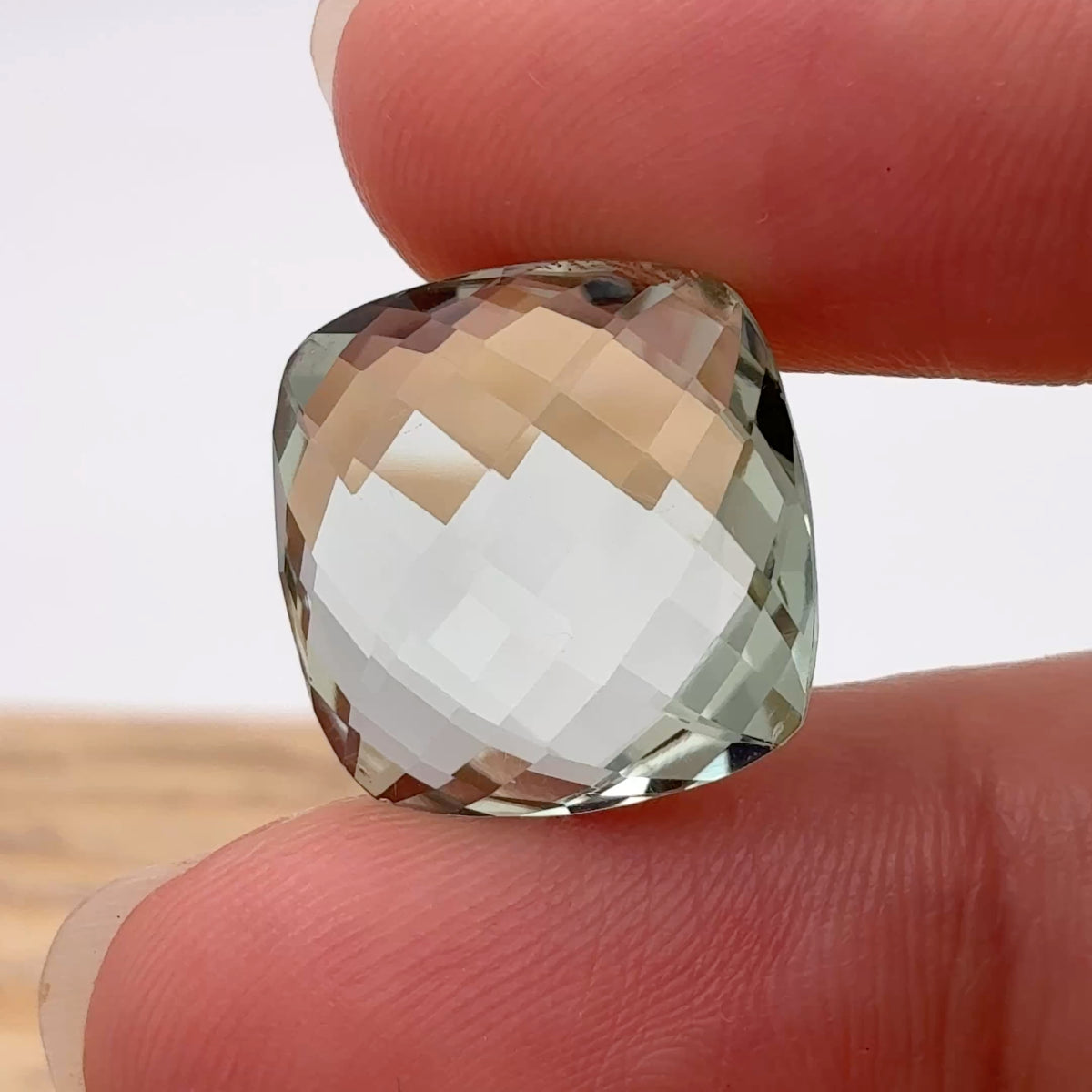 16mm Prasiolite (Light Green Quarts) 12.94 ct Cushion Checkerboard Cut Gemstone
