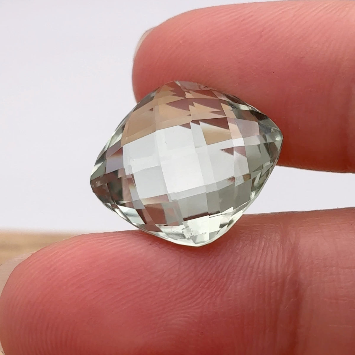 16mm Prasiolite (Light Green Quarts) 12.94 ct Cushion Checkerboard Cut Gemstone