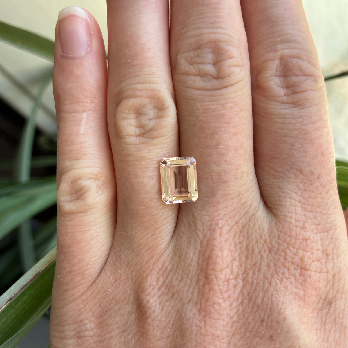 10x8mm Emerald Cut Morganite, 2.89 carat Loose Peach Gemstone