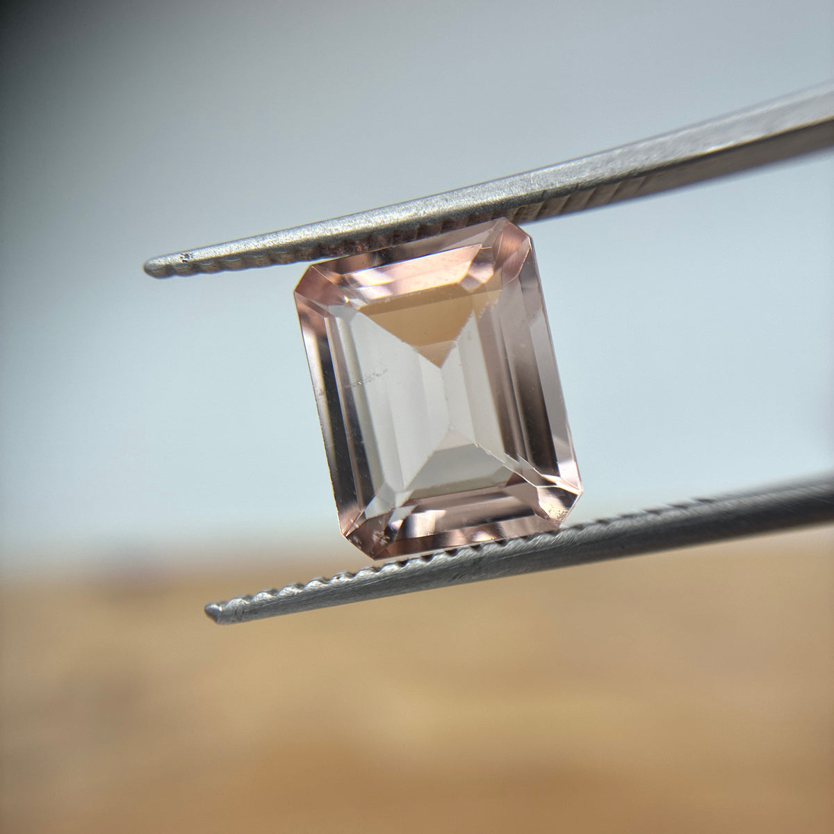 10x8mm Emerald Cut Morganite, 2.89 carat Loose Peach Gemstone