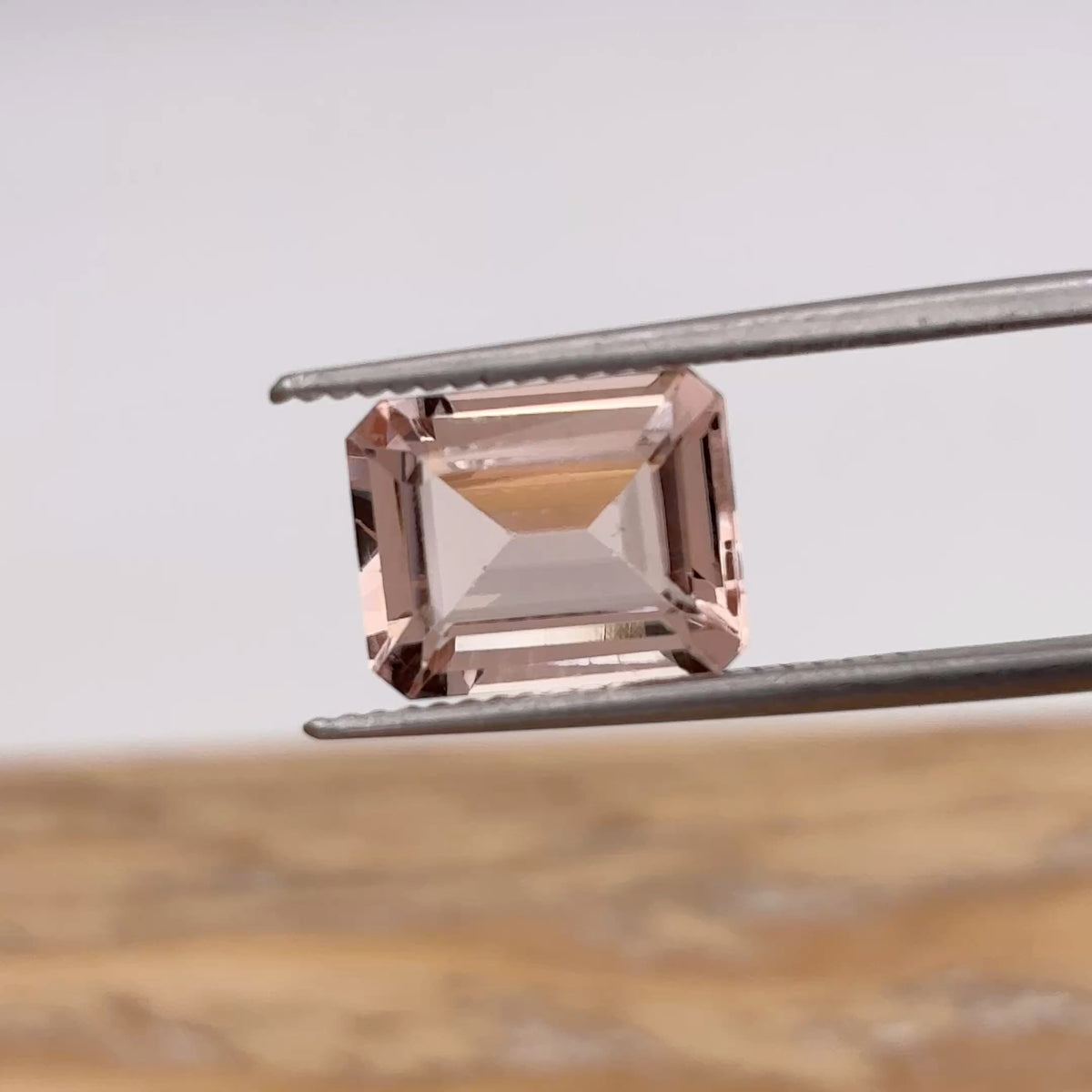10x8mm Emerald Cut Morganite, 2.89 carat Loose Peach Gemstone