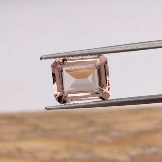 10x8mm Emerald Cut Morganite, 2.89 carat Loose Peach Gemstone