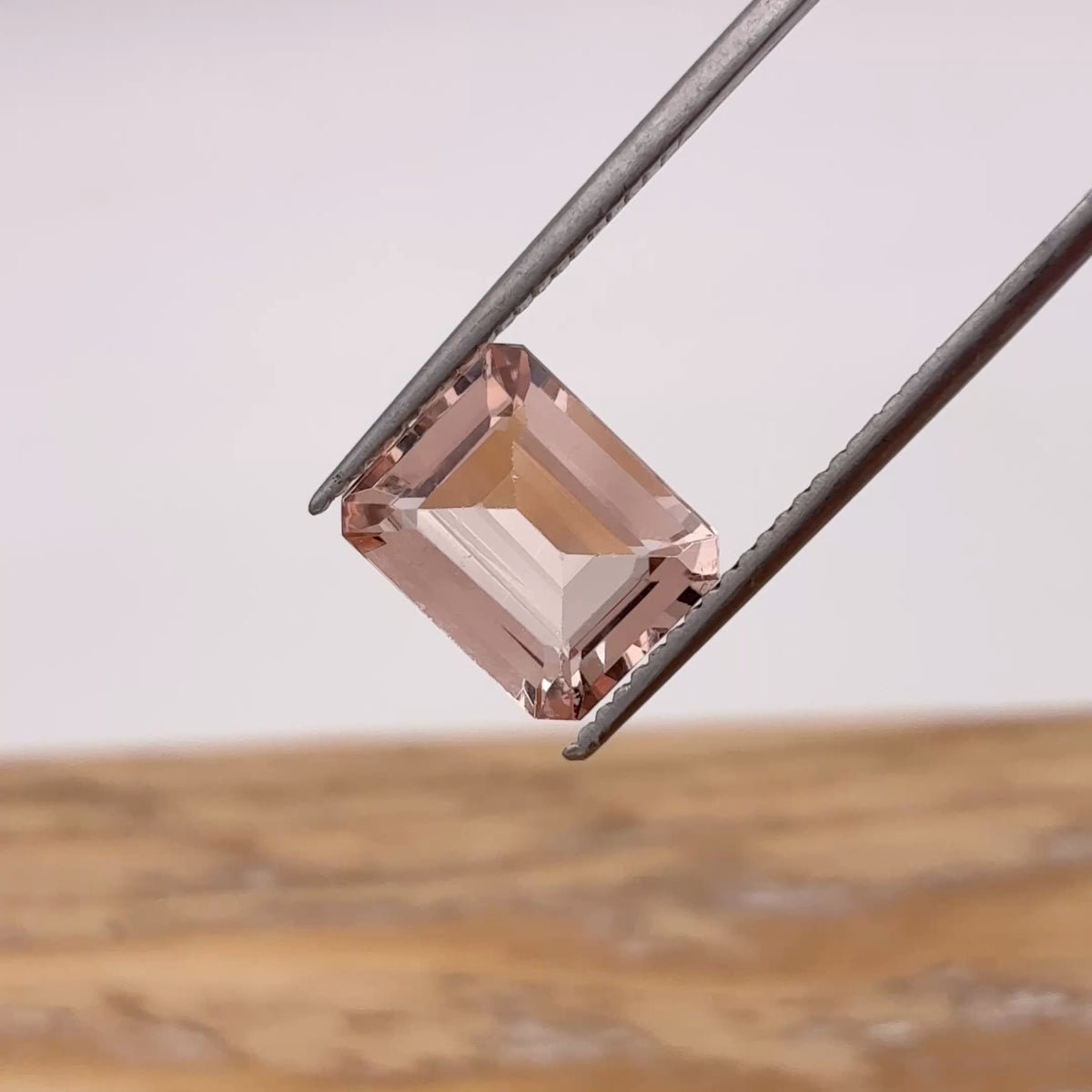 10x8mm Emerald Cut Morganite, 2.89 carat Loose Peach Gemstone