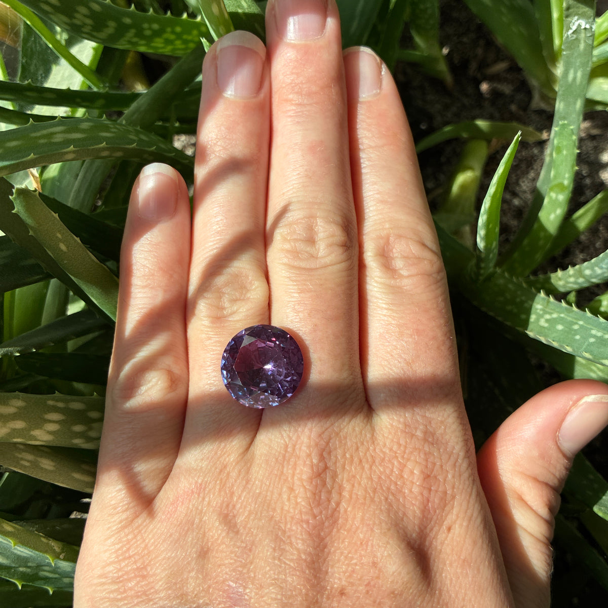 15mm Purple Color Change Lab Sapphire Round Cut 13.84 Carats
