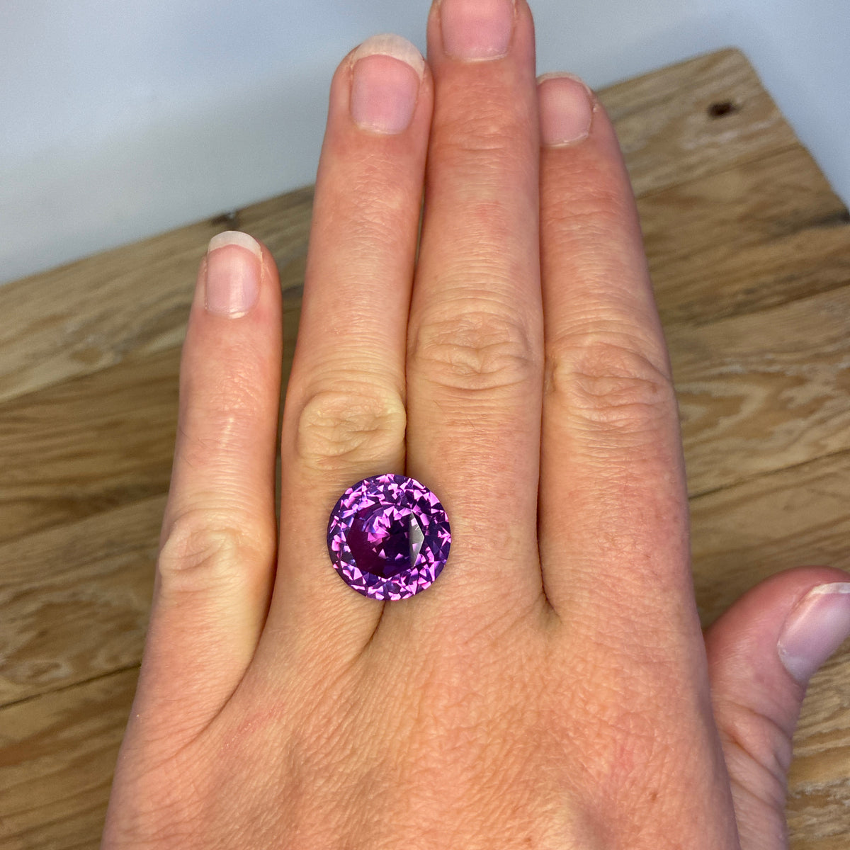 15mm Purple Color Change Lab Sapphire Round Cut 13.84 Carats