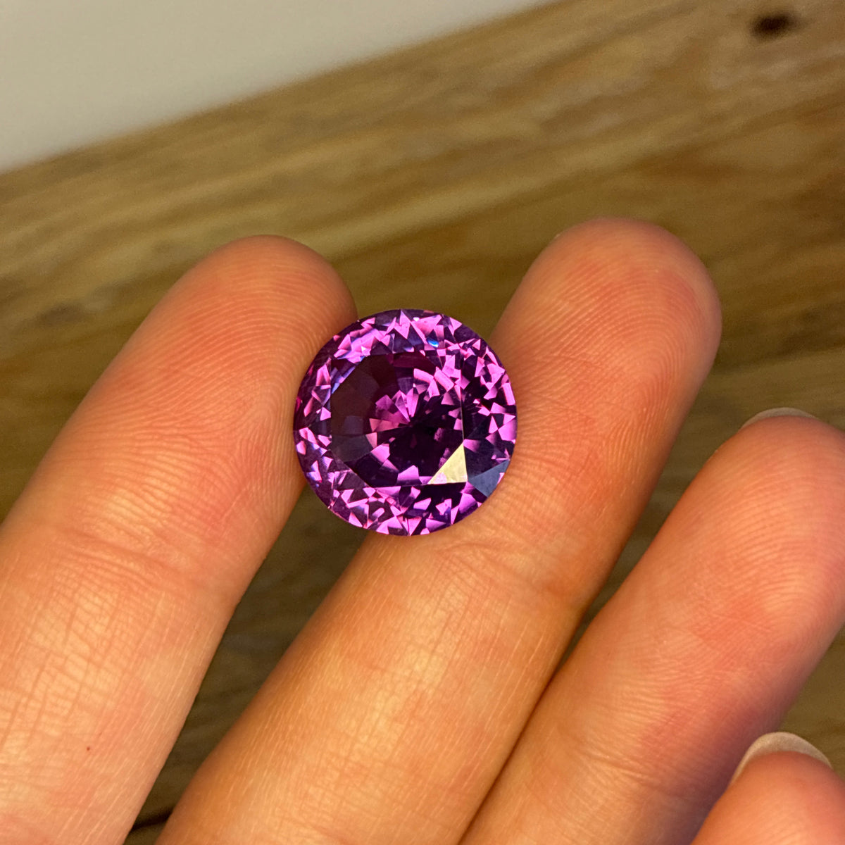 15mm Purple Color Change Lab Sapphire Round Cut 13.84 Carats