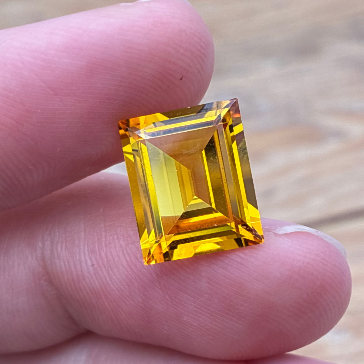 12x10mm Emerald Cut Lab Sapphire, 7 carat Golden Yellow Synthetic Gemstone*