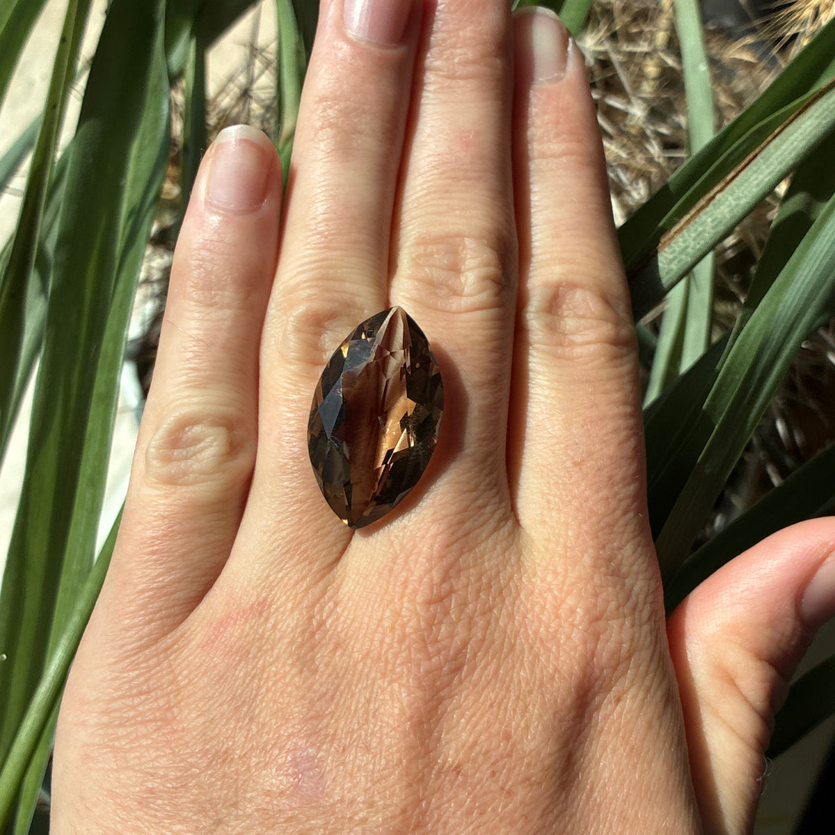 22 carat Smoky Quartz, 28x16mm Marquise Cut Brown Loose Gemstone