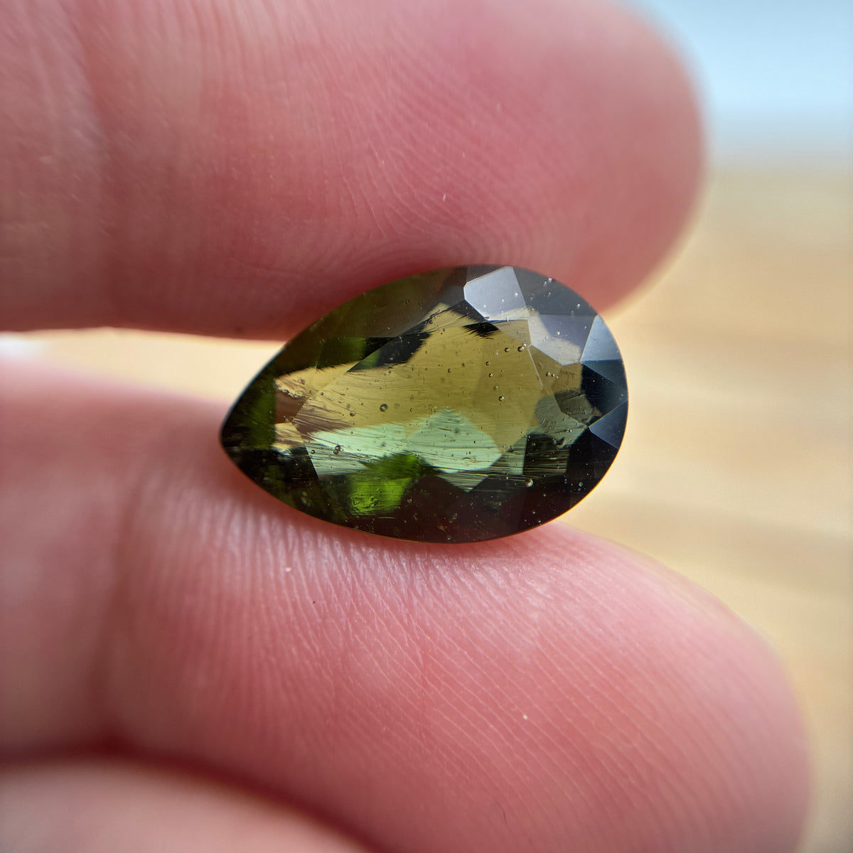 15x10mm Moldavite 4.73 Carat Pear Cut
