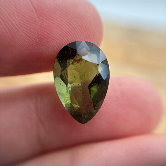 15x10mm Moldavite 4.73 Carat Pear Cut