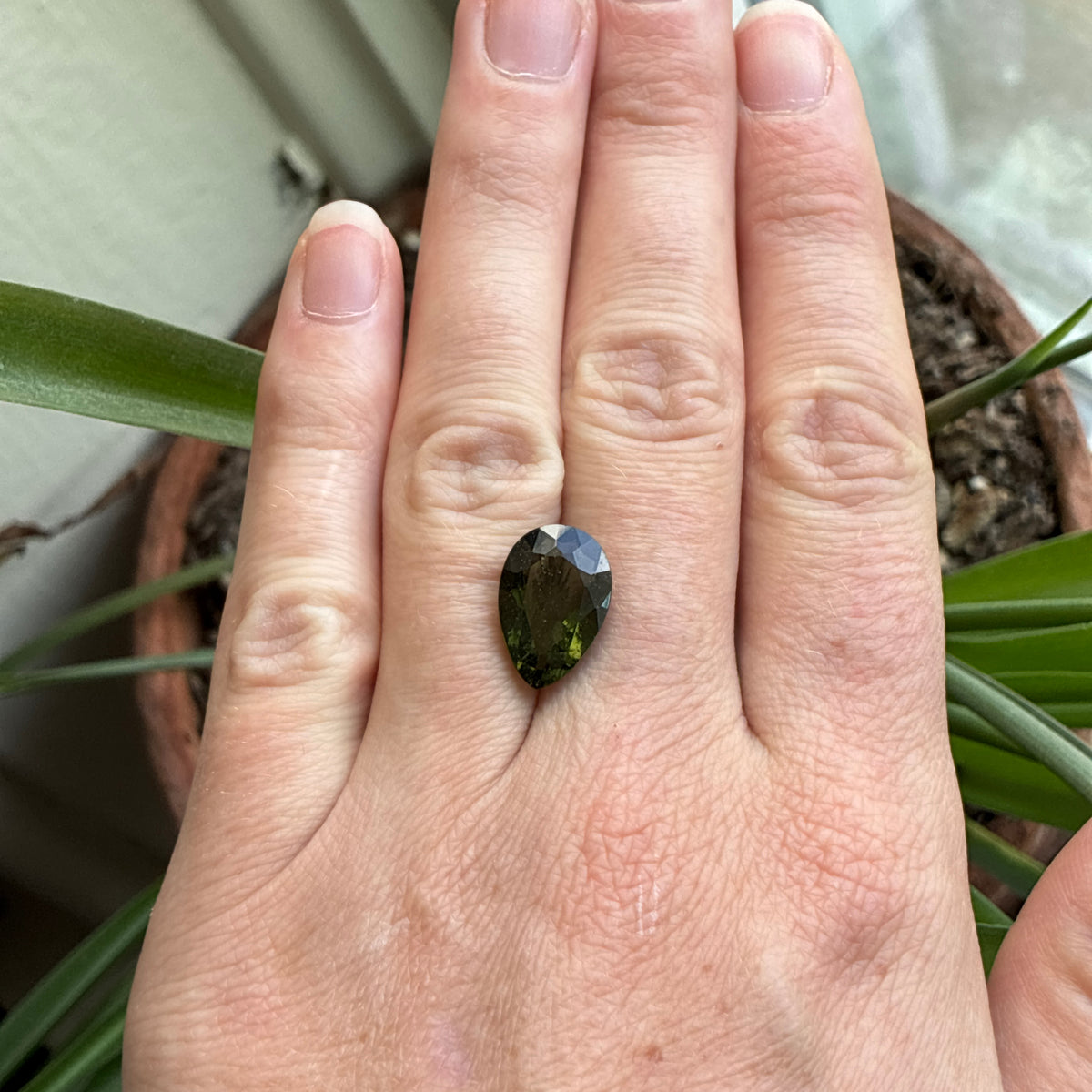 15x10mm Moldavite 4.73 Carat Pear Cut