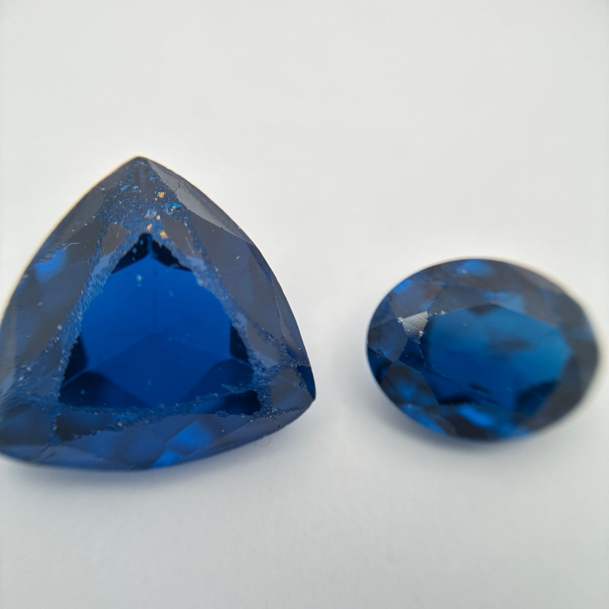 52 carat Lot of Lab Created Blue Spinel 11 stones, Discounted Worn, Faceted, Recycled, Chipped, Damaged Gemstones, Preformed Facet Rough