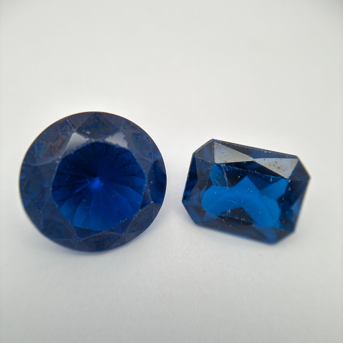 52 carat Lot of Lab Created Blue Spinel 11 stones, Discounted Worn, Faceted, Recycled, Chipped, Damaged Gemstones, Preformed Facet Rough
