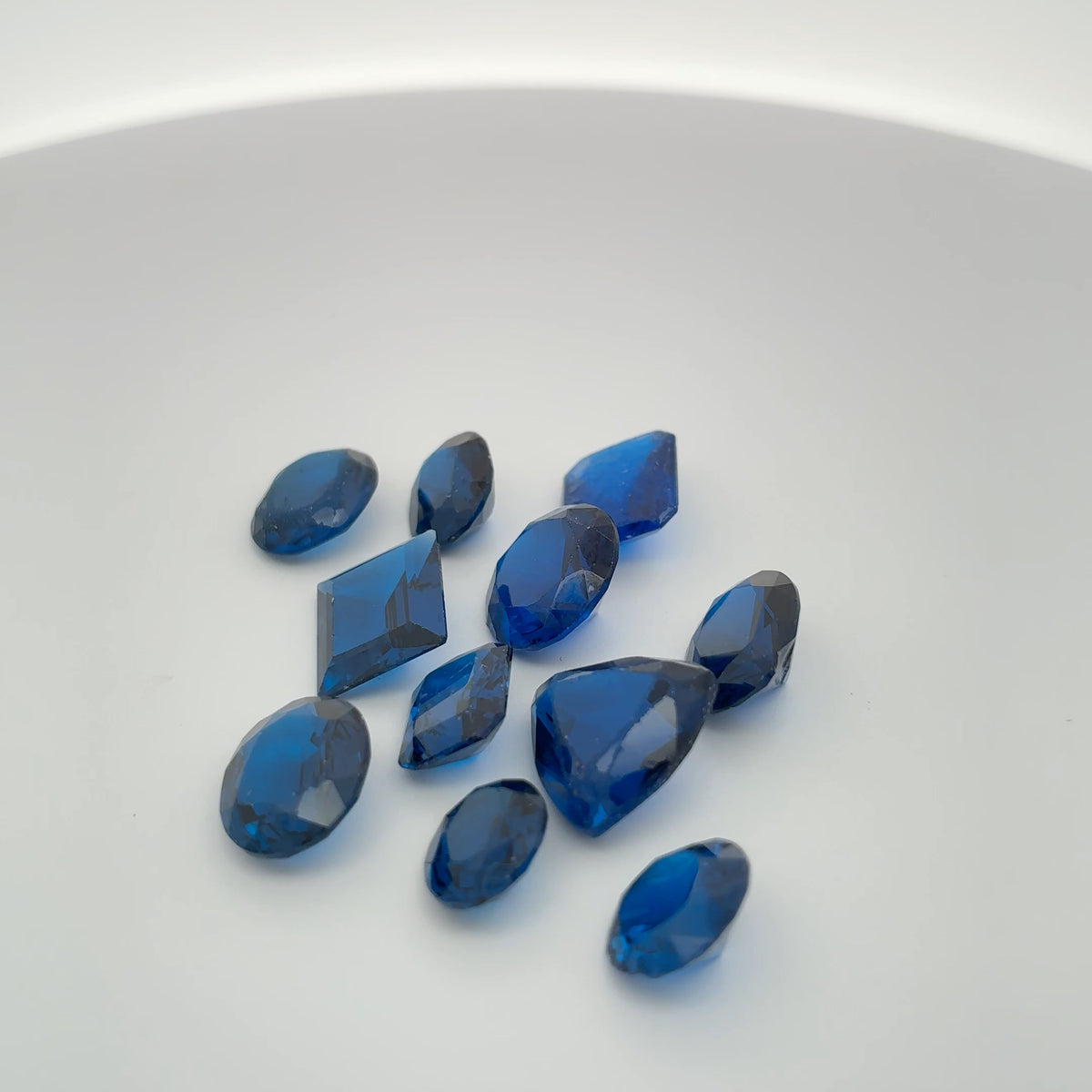 52 carat Lot of Lab Created Blue Spinel 11 stones, Discounted Worn, Faceted, Recycled, Chipped, Damaged Gemstones, Preformed Facet Rough