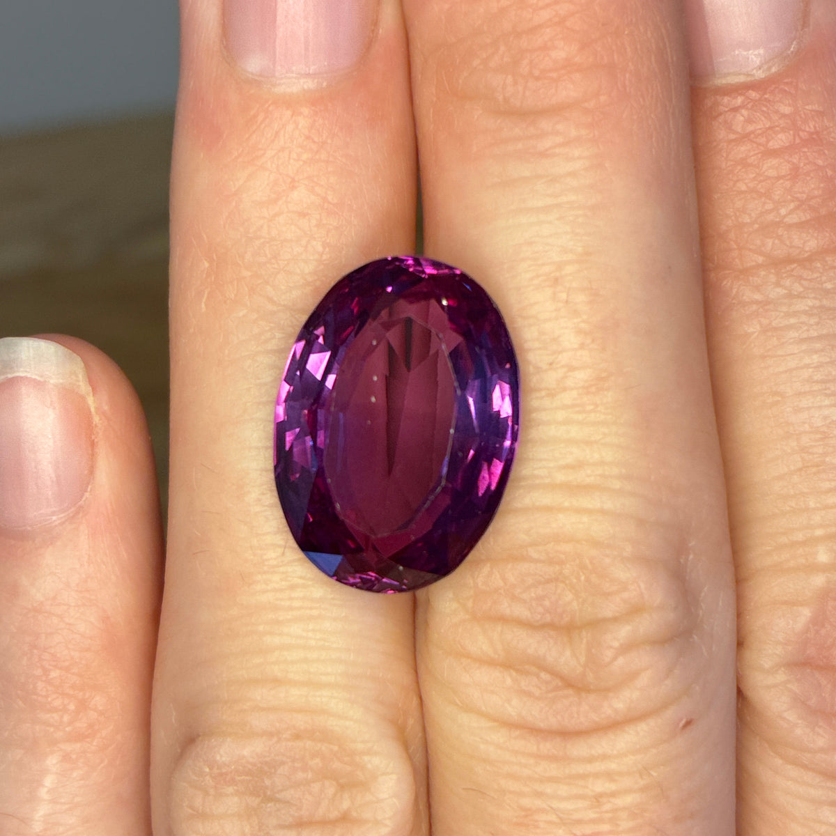 18x13mm Oval Purple Lab Sapphire, 16.77 carat Color Change Synthetic Gem