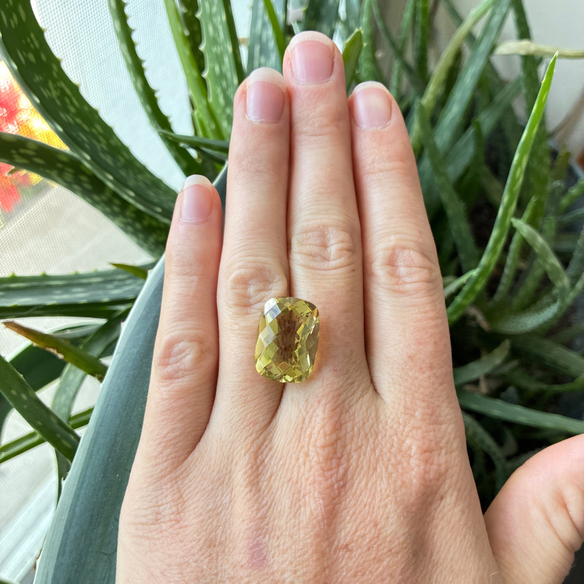 18x13mm Yellow Citrine Cushion Cut, 13.93 Ct Faceted Loose Quartz